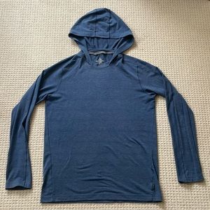 Prana Men's Shirt Blue Medium Watchtower Long Sleeve Hoodie Lightweight